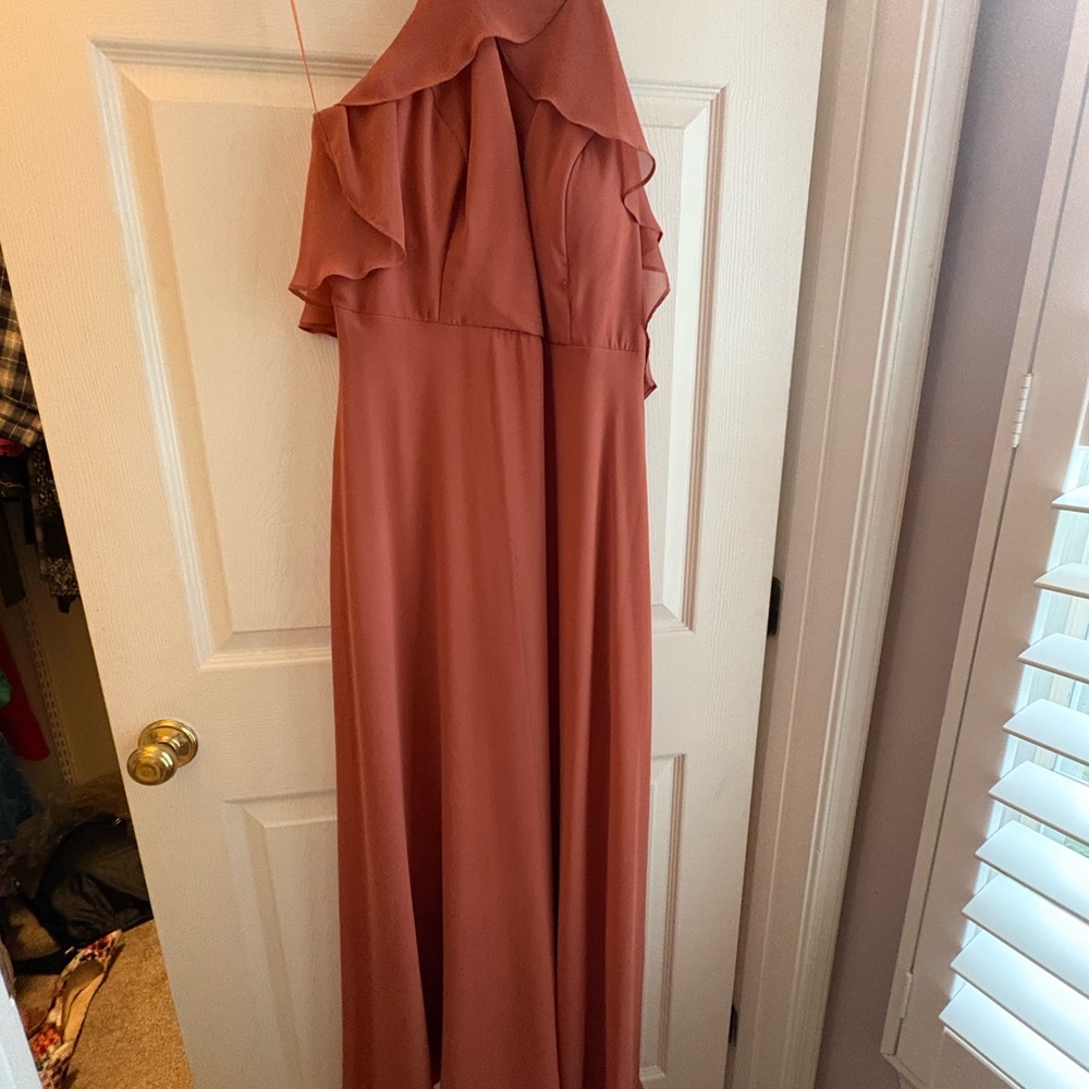 Jules Ruffled Sleeveless Dress in Terracotta